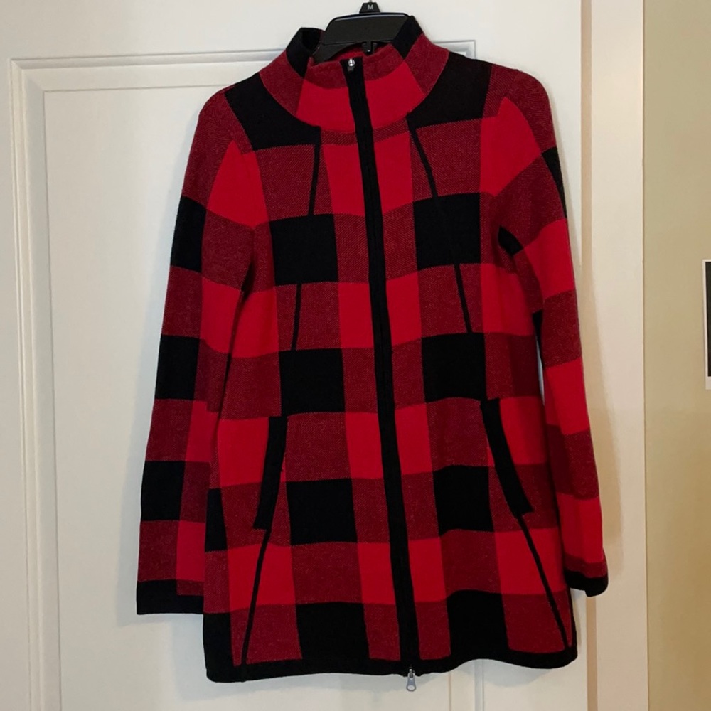 Black and red tile blazer